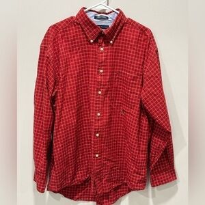 Tommy Hilfiger Men’s Red White Black Striped Long Sleeve Shirt Size XL
